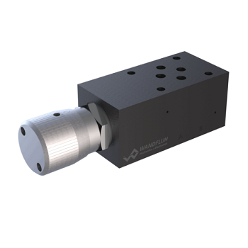 Restrictor valve with reverse free flow sandwich construction AURD_6- Wandfluh